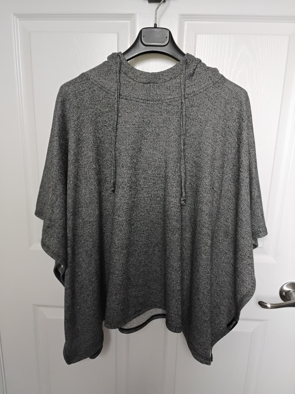 Calvin Klein Marled Charcoal Knit Hooded Poncho